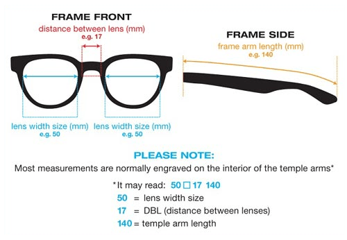 How to figure out your eyeglasses frame size.